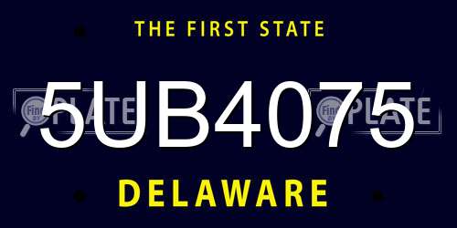 5UB4075 Delaware License Plate