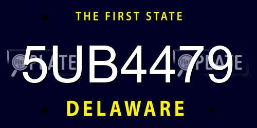 5UB4479 Delaware License Plate