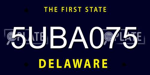 5UBA075 Delaware License Plate