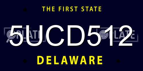 5UCD512 Delaware License Plate