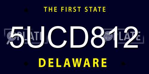 5UCD812 Delaware License Plate