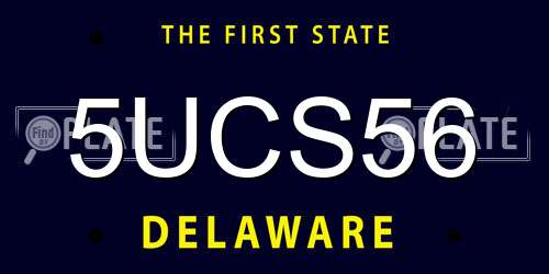 5UCS56 Delaware License Plate