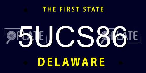 5UCS86 Delaware License Plate
