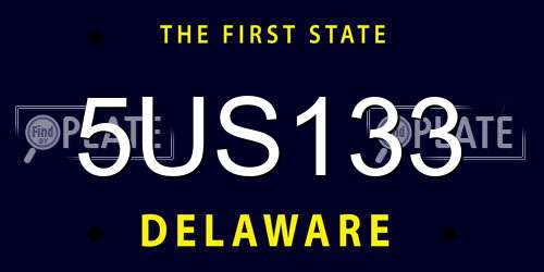 5US133 Delaware License Plate