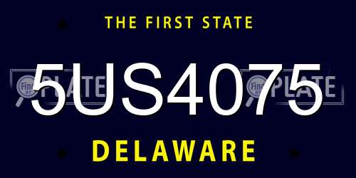 5US4075 Delaware License Plate