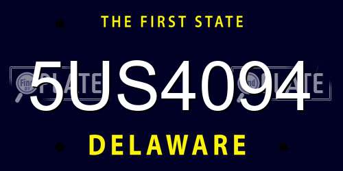 5US4094 Delaware License Plate
