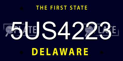 5US4223 Delaware License Plate