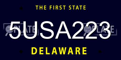 5USA223 Delaware License Plate