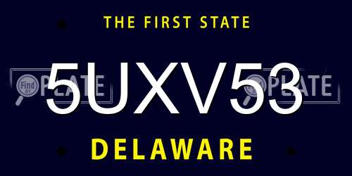 5UXV53 Delaware License Plate