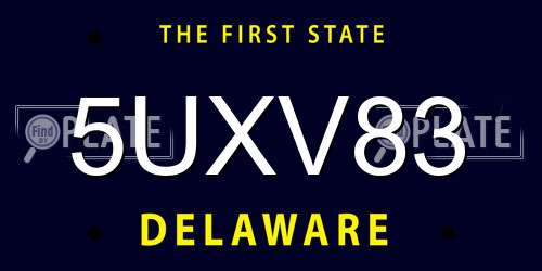 5UXV83 Delaware License Plate
