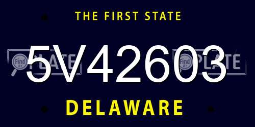 5V42603 Delaware License Plate