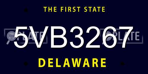 5VB3267 Delaware License Plate