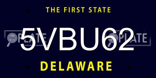 5VBU62 Delaware License Plate