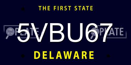 5VBU67 Delaware License Plate
