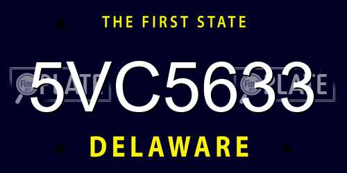 5VC5633 Delaware License Plate