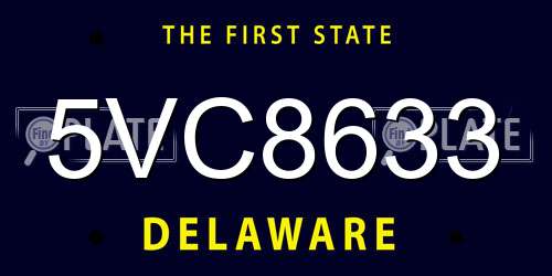 5VC8633 Delaware License Plate