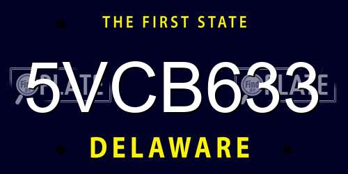 5VCB633 Delaware License Plate