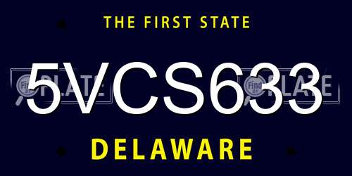 5VCS633 Delaware License Plate