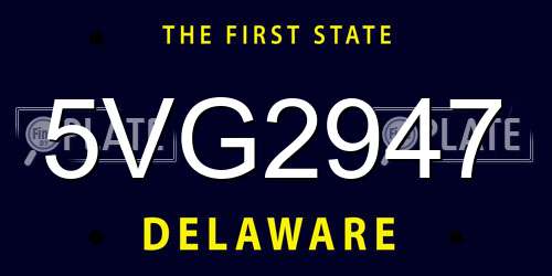 5VG2947 Delaware License Plate
