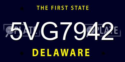 5VG7942 Delaware License Plate