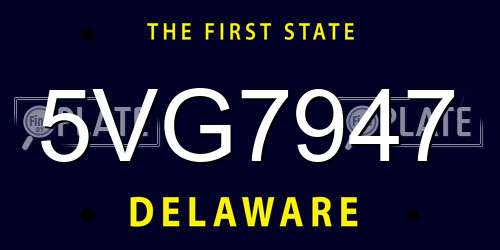 5VG7947 Delaware License Plate