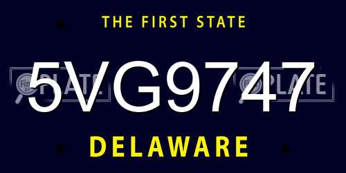 5VG9747 Delaware License Plate