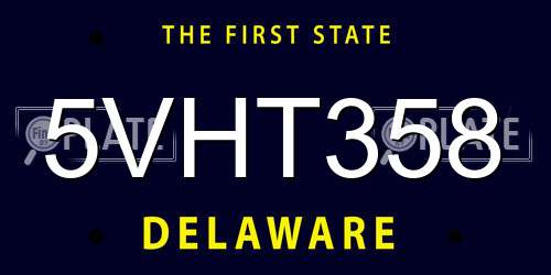 5VHT358 Delaware License Plate