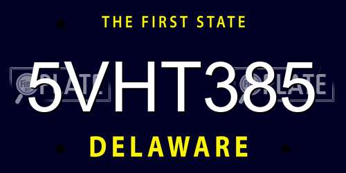 5VHT385 Delaware License Plate