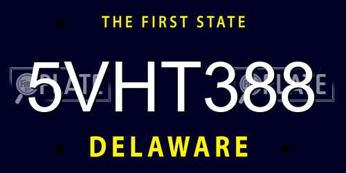 5VHT388 Delaware License Plate