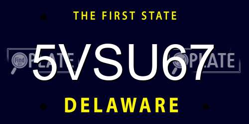 5VSU67 Delaware License Plate