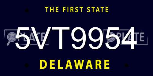 5VT9954 Delaware License Plate