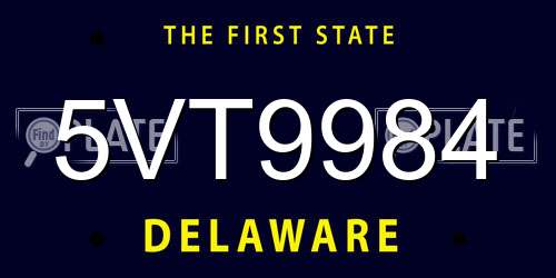 5VT9984 Delaware License Plate
