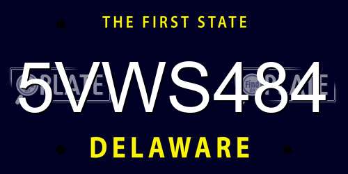 5VWS484 Delaware License Plate