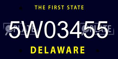 5W03455 Delaware License Plate