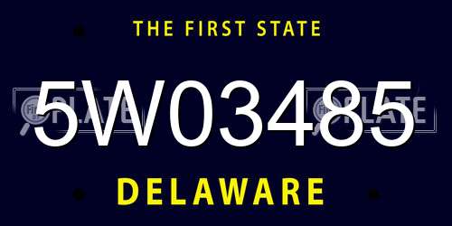 5W03485 Delaware License Plate