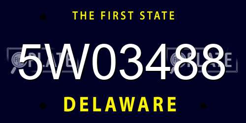 5W03488 Delaware License Plate