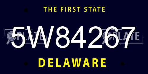 5W84267 Delaware License Plate