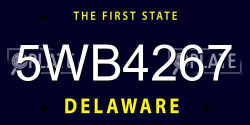 5WB4267 Delaware License Plate