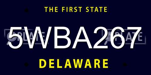 5WBA267 Delaware License Plate