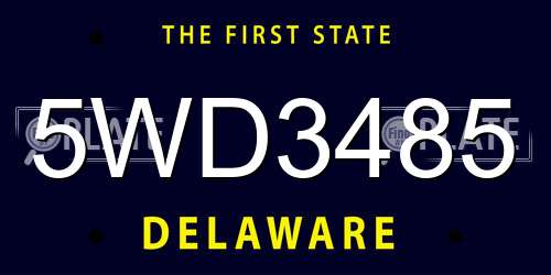 5WD3485 Delaware License Plate