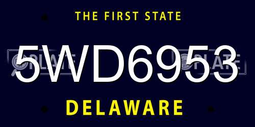 5WD6953 Delaware License Plate