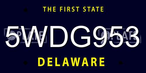 5WDG953 Delaware License Plate