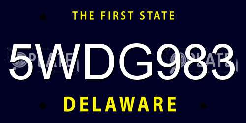5WDG983 Delaware License Plate