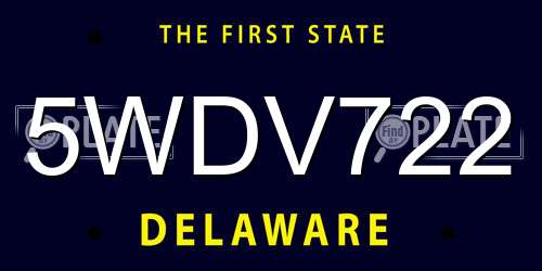 5WDV722 Delaware License Plate
