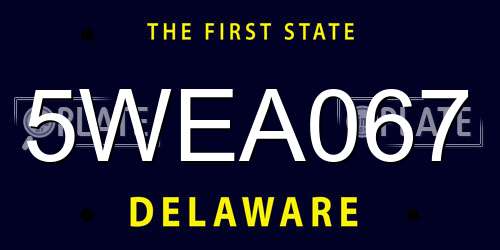 5WEA067 Delaware License Plate
