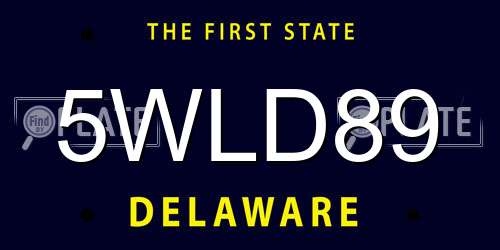5WLD89 Delaware License Plate