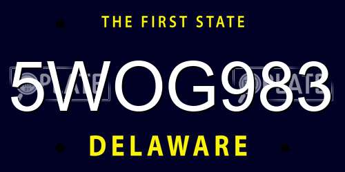 5WOG983 Delaware License Plate