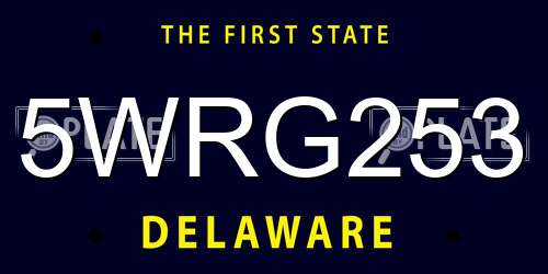 5WRG253 Delaware License Plate
