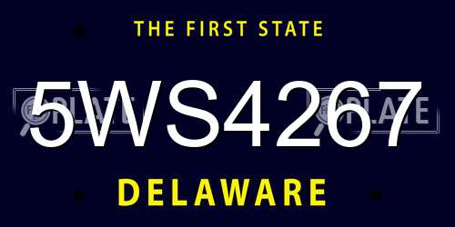 5WS4267 Delaware License Plate