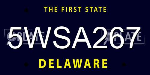 5WSA267 Delaware License Plate